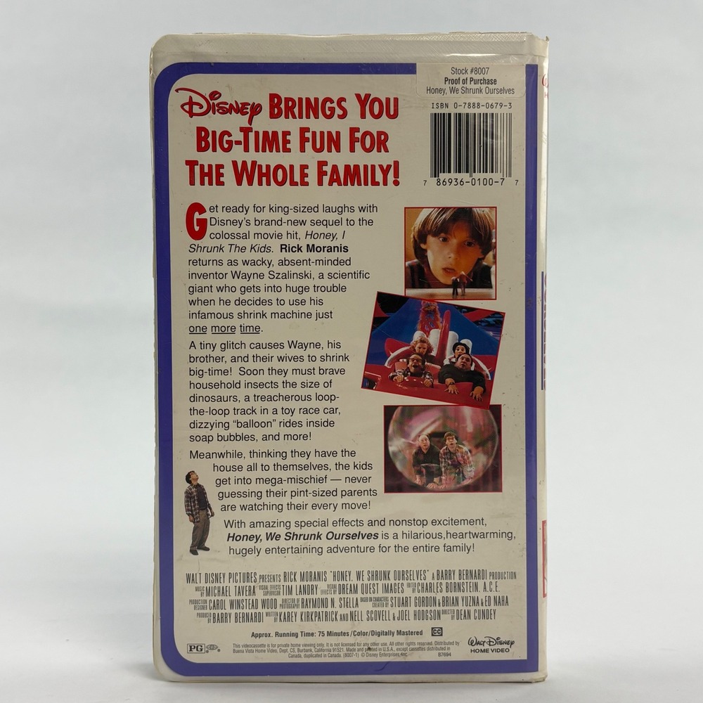 Honey We Shrunk Ourselves VHS Disney Rick Moranis 1997 Clamshell Case 8007 - Picture 2 of 9